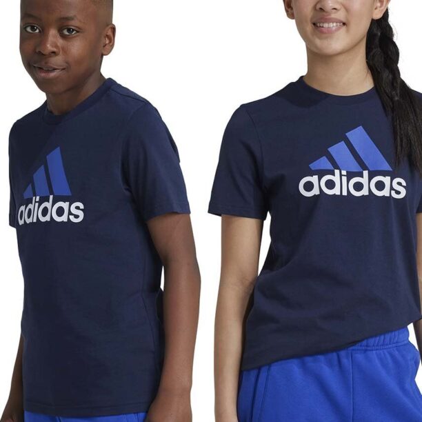 adidas tricou de bumbac pentru copii U BL 2 TEE culoarea albastru marin