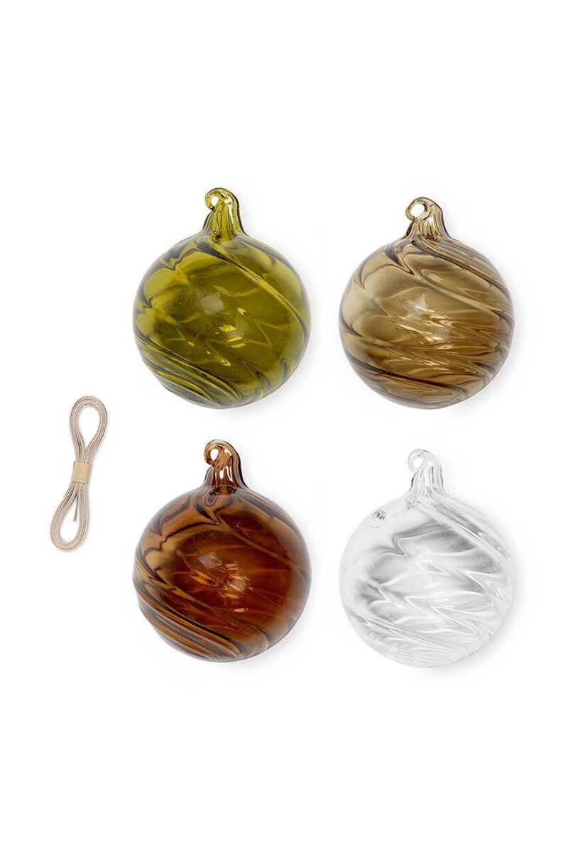 ferm LIVING set de globuri de crăciun Twirl Ornaments 4-pack