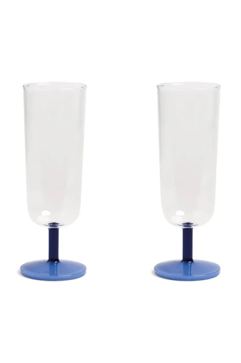 &k amsterdam set de pahare de șampanie mingle blue 250 ml