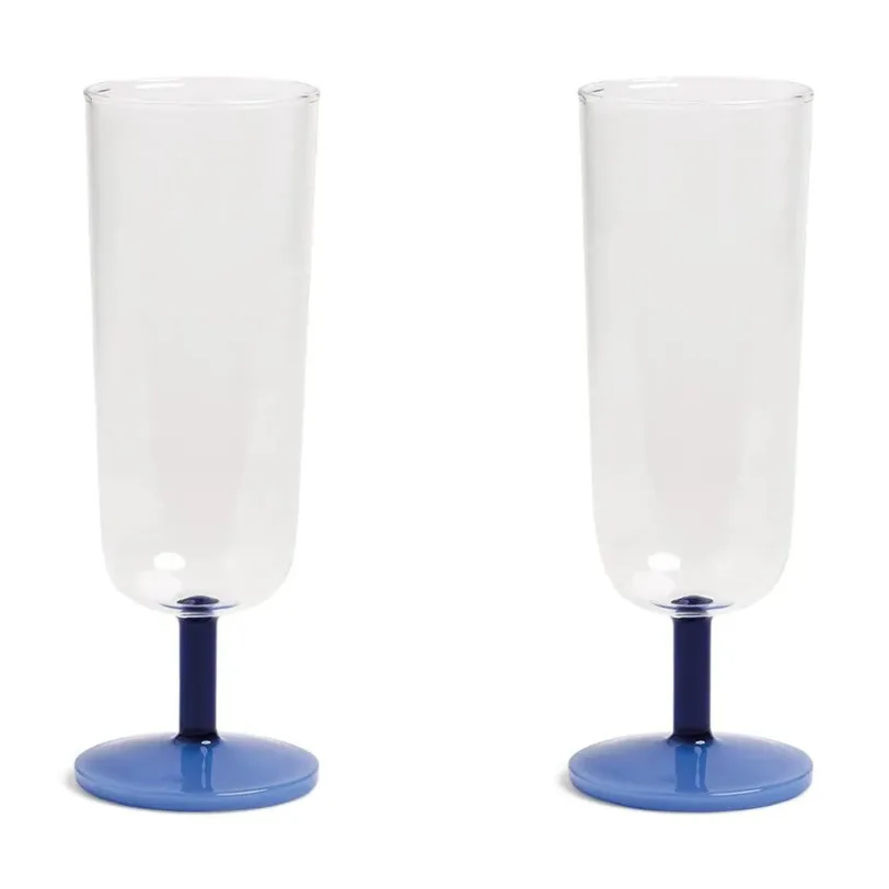 &k amsterdam set de pahare de șampanie mingle blue 250 ml