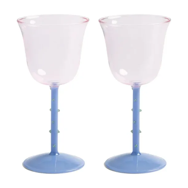 &k amsterdam set de pahare de vin glass dot pink 200 ml 2-pack