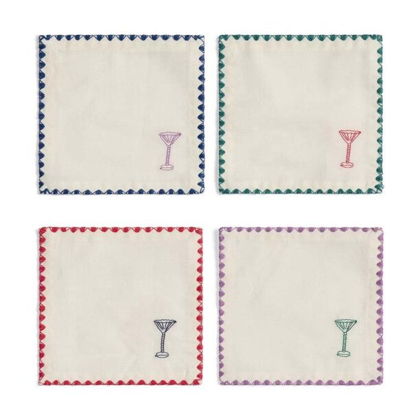 &k amsterdam set de șervețele cocktail Napkin Cocktail Zigzag 4-pack