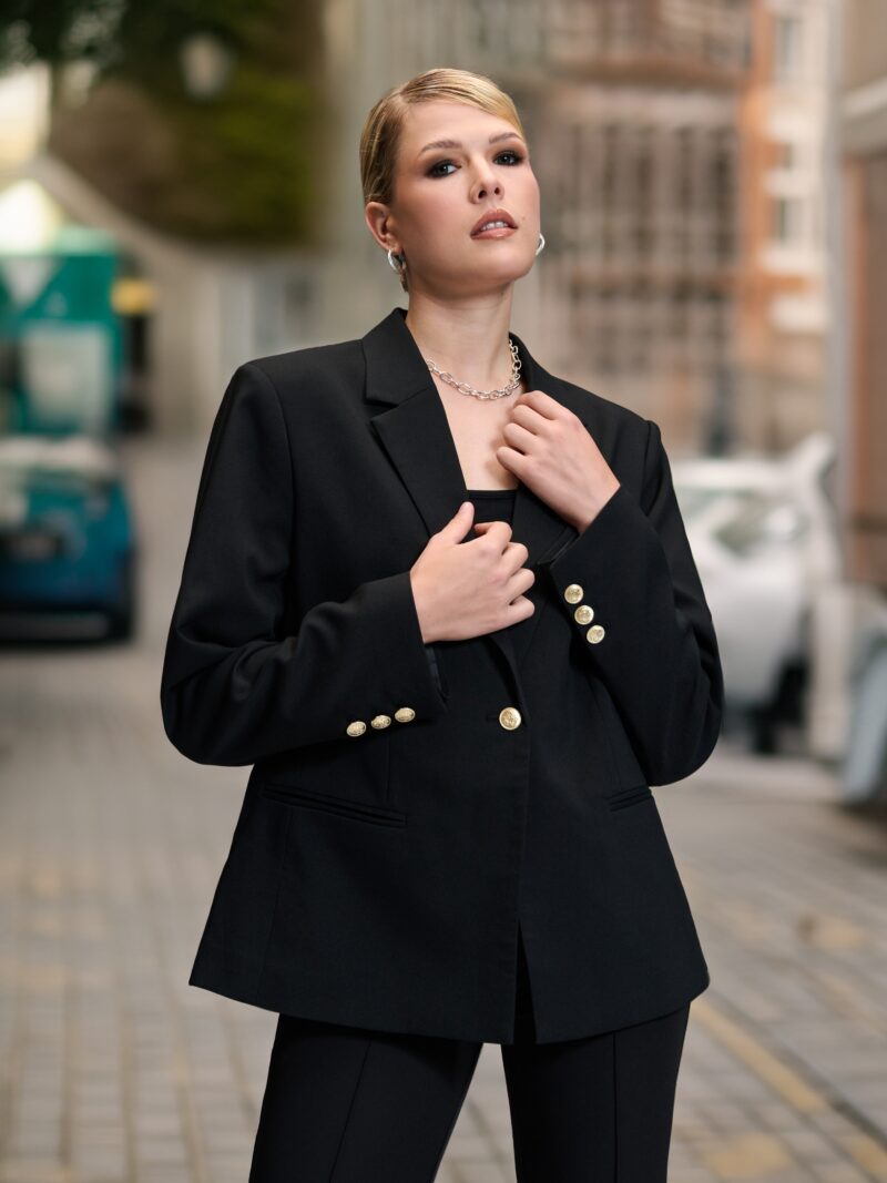 Blazer cu un singur nasture - negru preţ