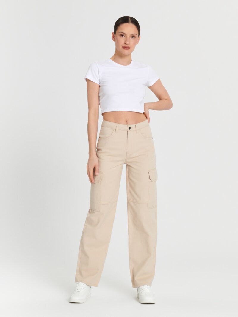 Cumpăra Blugi high waist wide leg - galben-pal