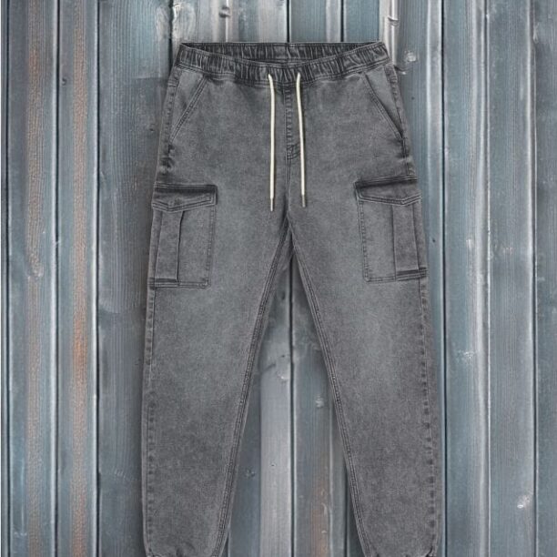 Blugi jogger cargo - gri deschis