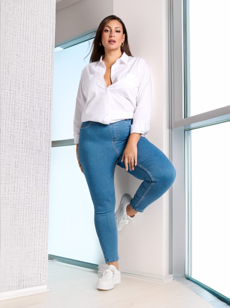 Colanți din denim PLUS SIZE - albastru preţ