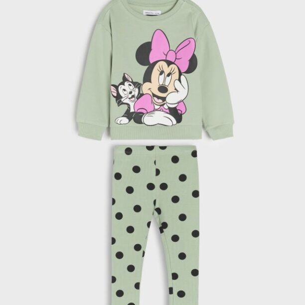 Compleu din jerseu Minnie Mouse - verde-oliv deschis