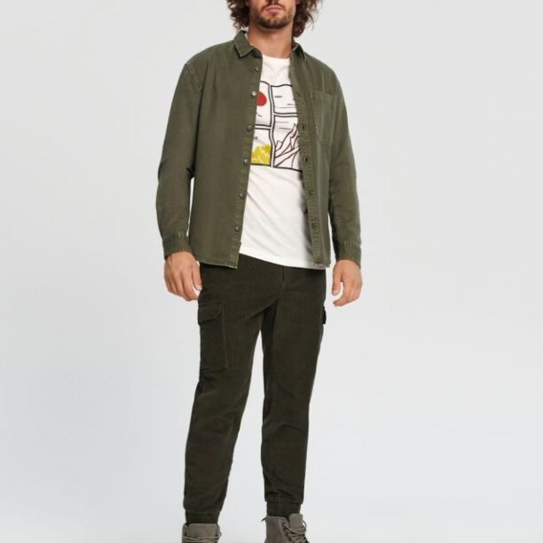 Pantaloni cargo - verde-maroniu