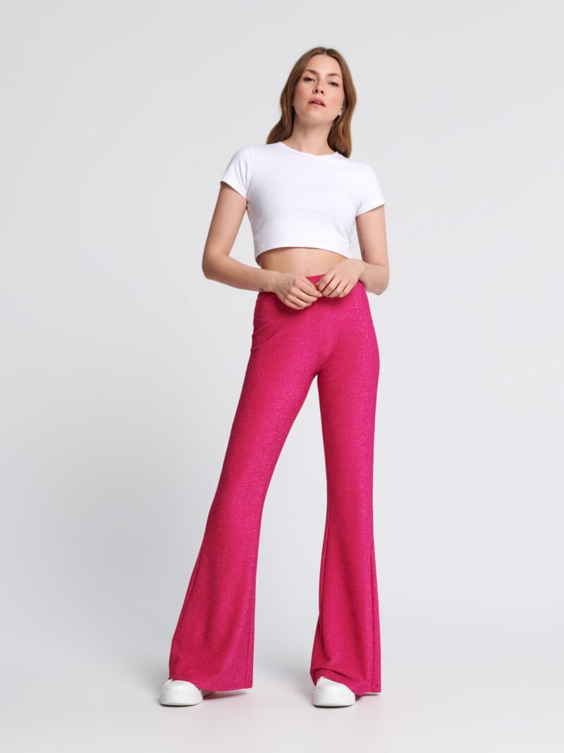 Pantaloni flare - roz-aprins preţ