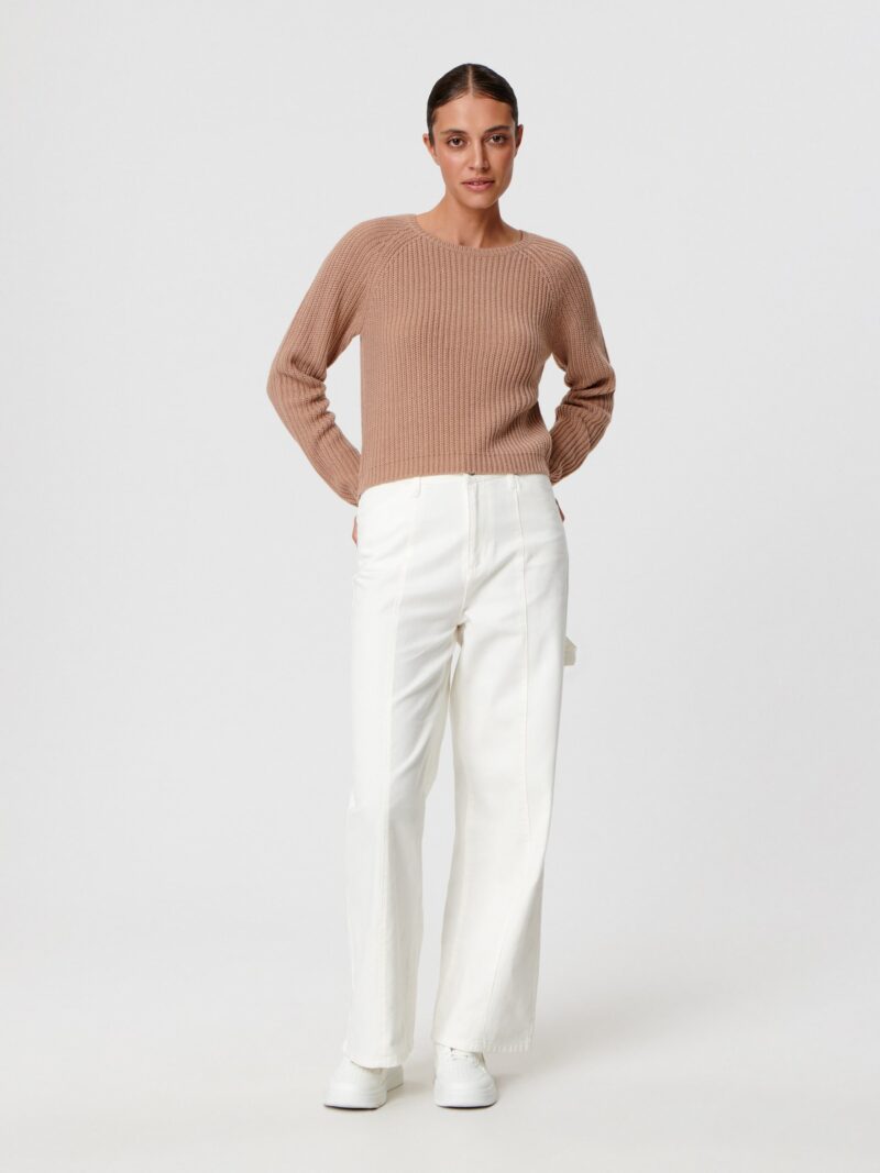 Cumpăra Pantaloni high waist wide leg - crem