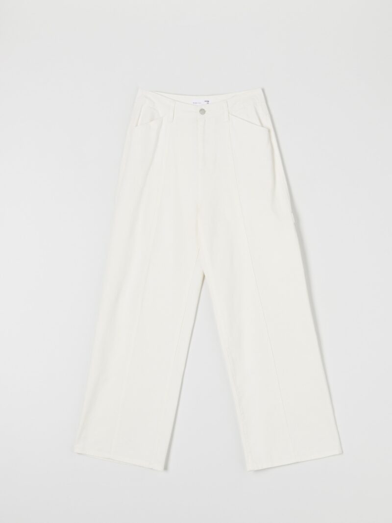 Preţ Pantaloni high waist wide leg - crem