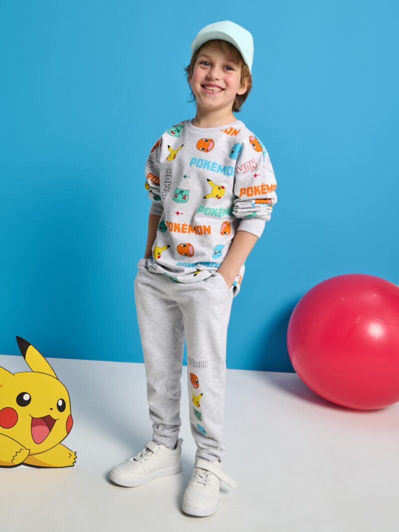 Pantaloni jogger Pokémon - gri deschis preţ