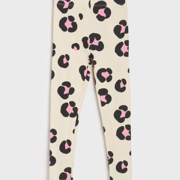 Pantaloni legging cu imprimeu leopard - crem preţ