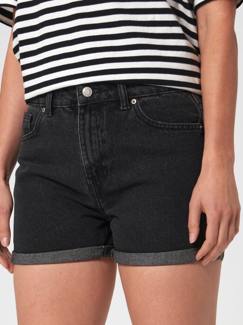 Pantaloni scurți mom din denim high waist - negru preţ