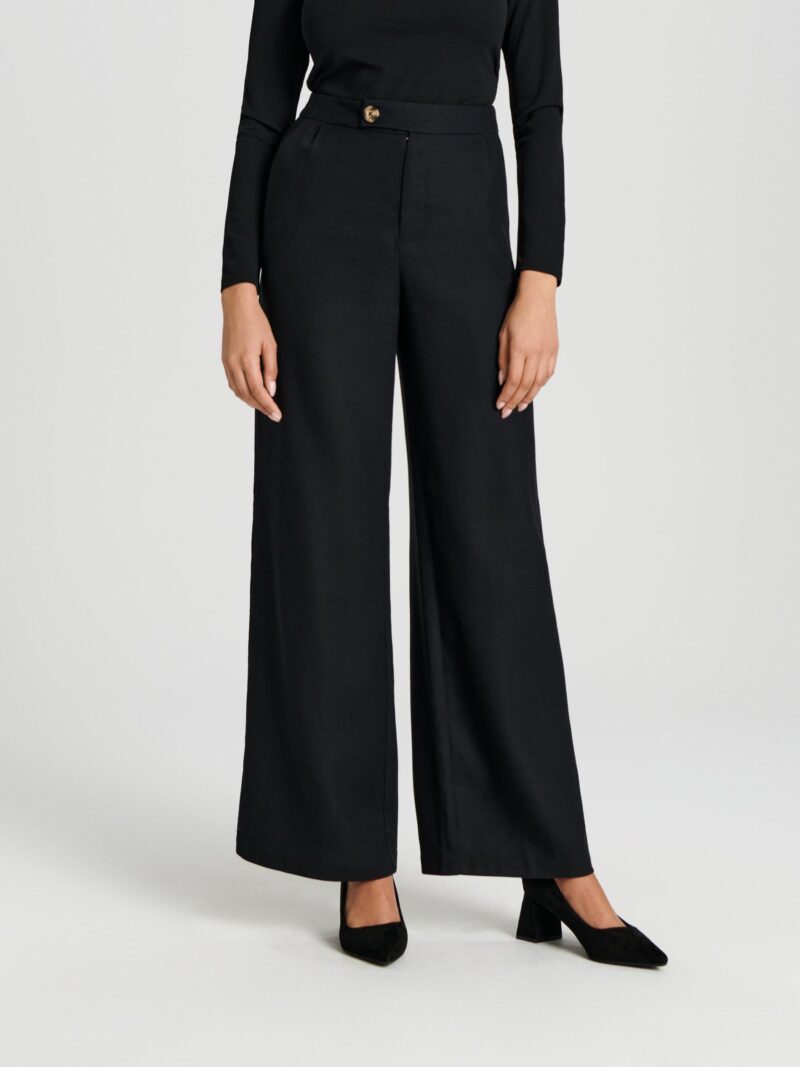 Pantaloni wide leg - negru preţ