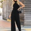 Pantaloni wide leg - negru