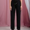 Pantaloni wide leg - negru