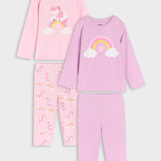 Pijama din două piese 2 pack - roz-pastel preţ