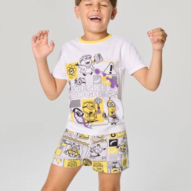 Pijama din două piese Minions - alb preţ