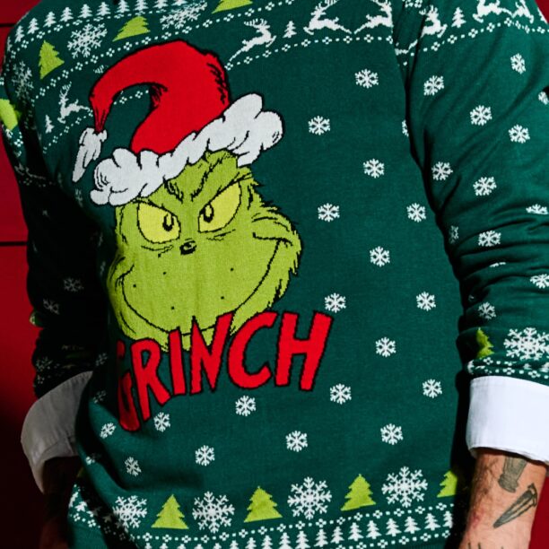 Pulover Grinch - verde-metalizat preţ