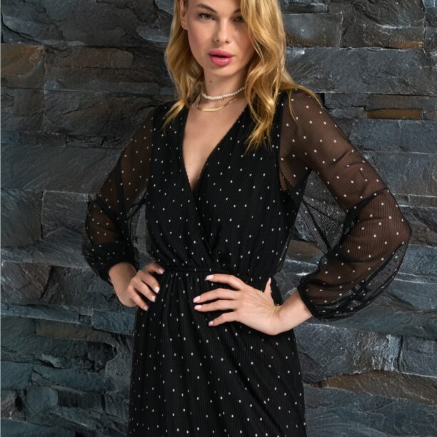 Rochie midi cu imprimeu de leopard - negru preţ