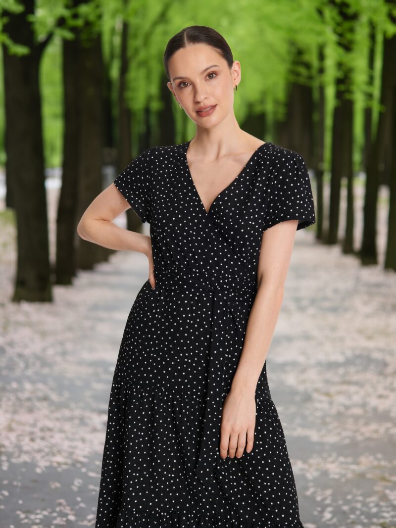 Rochie midi cu imprimeu de leopard - negru preţ