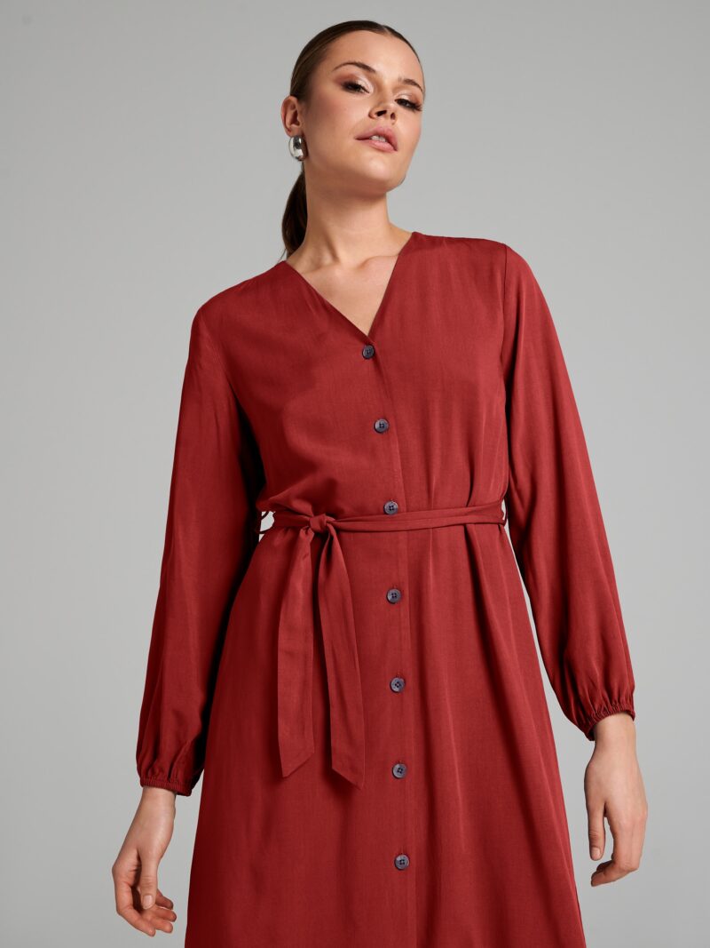 Original Rochie midi cu șnur decorativ - bordo