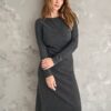 Rochie midi din tricot - gri-închis