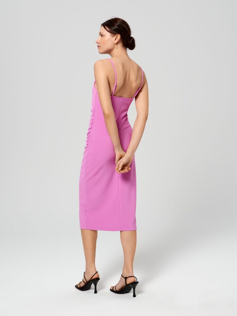 Preţ Rochie midi din tricot striat - violet-orhidee