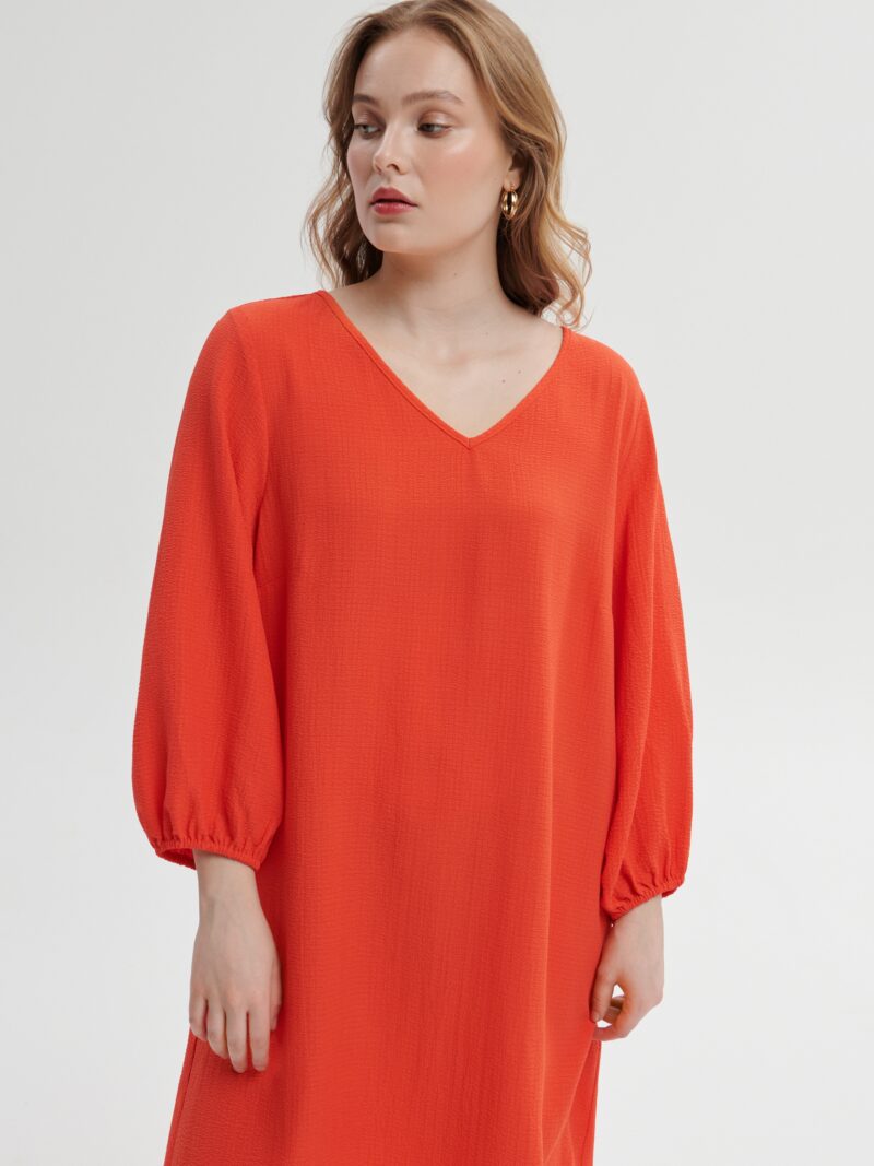 Original Rochie mini cu mâneci bufante - oranj-mandarină