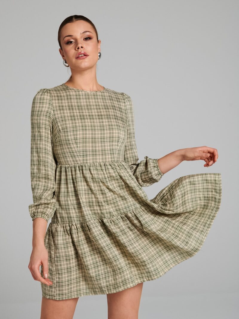 Original Rochie mini ecosez - verde-oliv