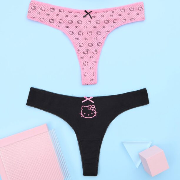 Set de 2 perechi de chiloți tanga Hello Kitty - multicolor preţ