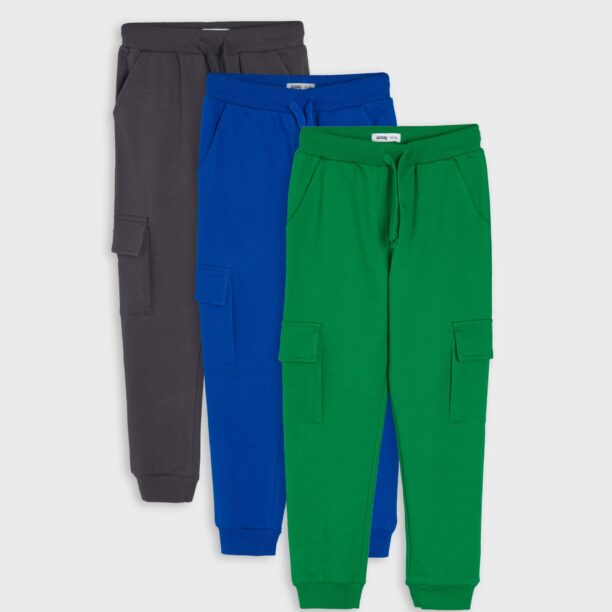 Set de 3 perechi de pantaloni sport jogger - albastru preţ