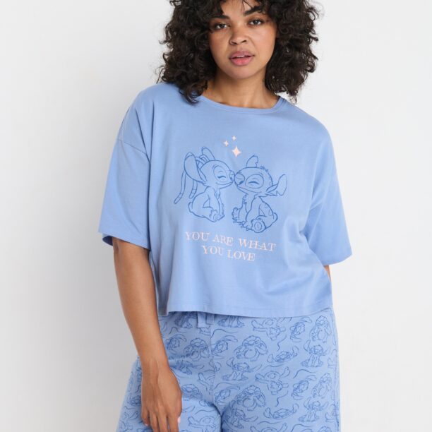 Set pijama Stitch - light blue preţ