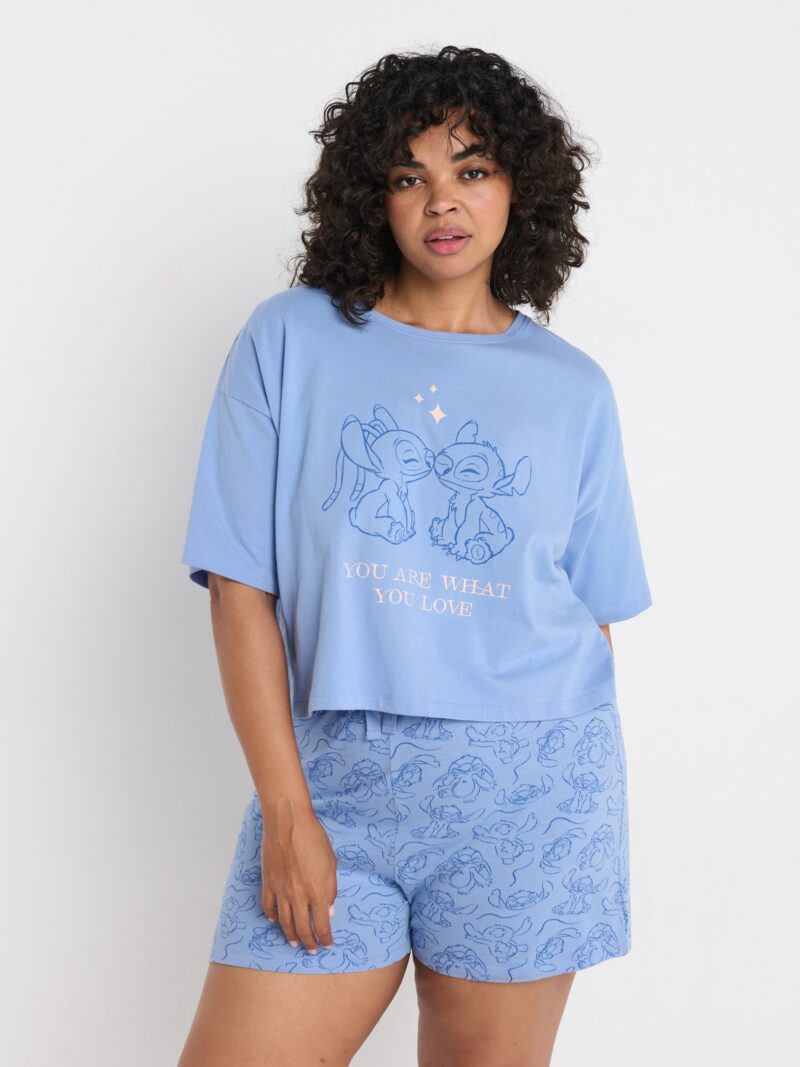 Set pijama Stitch - light blue preţ