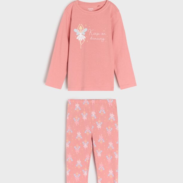 Set pijama din bumbac - roz-pastel preţ