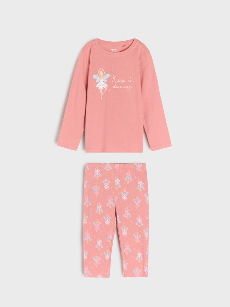 Set pijama din bumbac - roz-pastel preţ