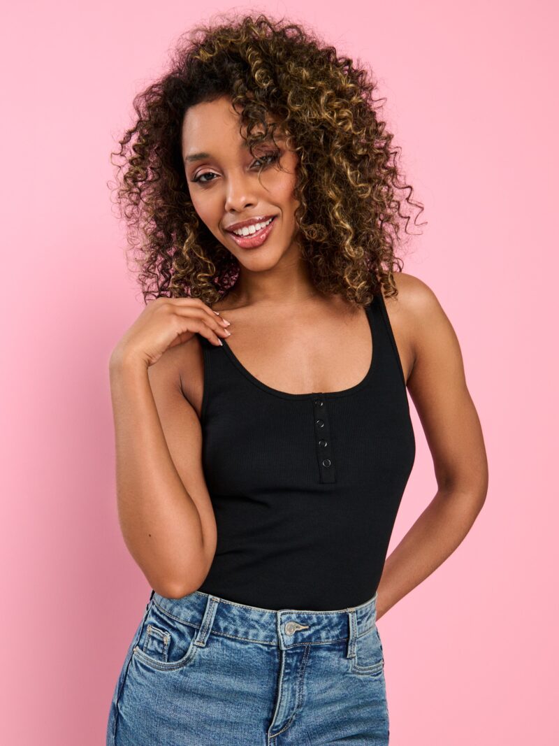 Original Top scurt din tricot striat - negru