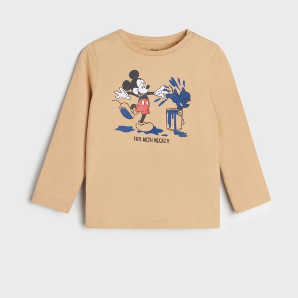 Tricou Disney cu mânecă lungă - gri-maroniu preţ