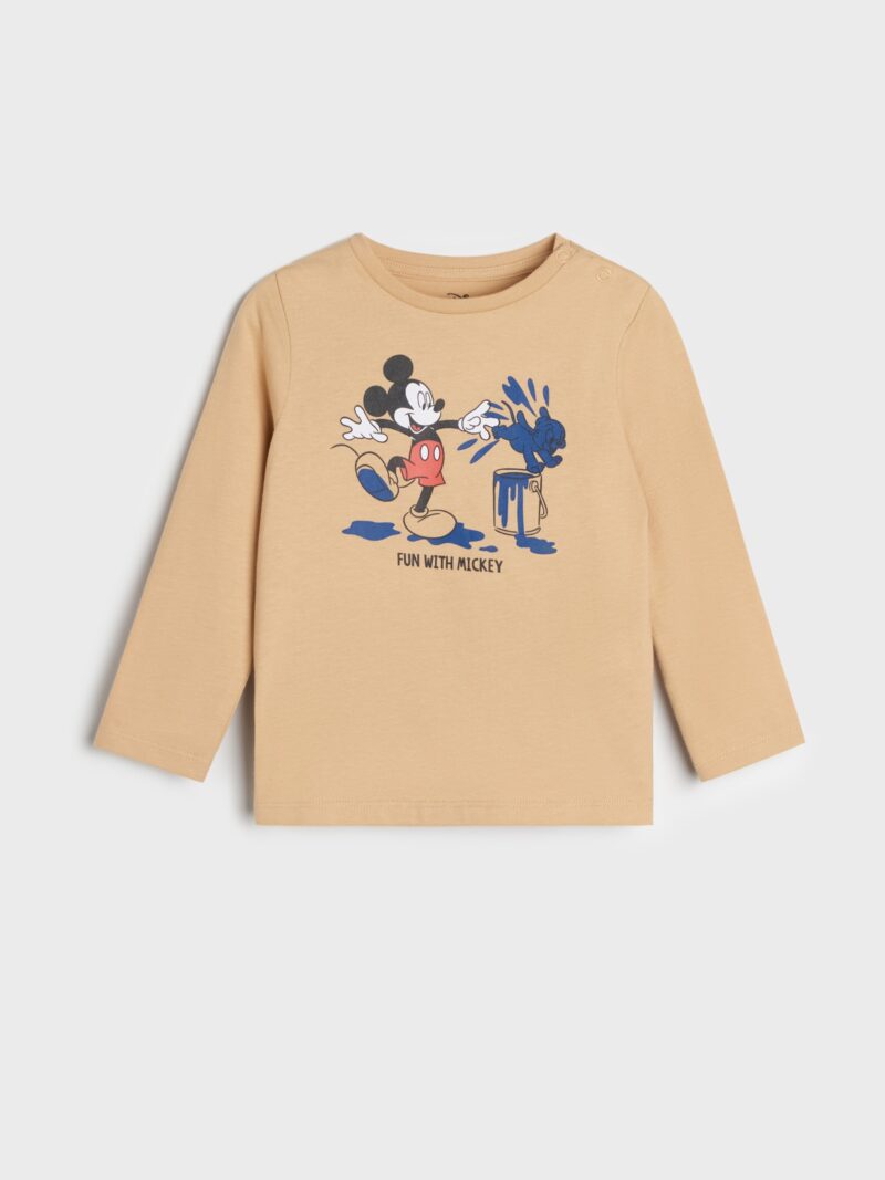 Tricou Disney cu mânecă lungă - gri-maroniu preţ