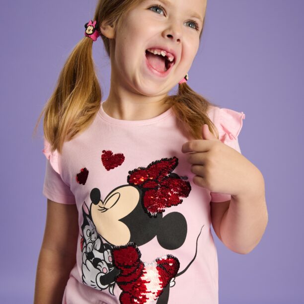 Tricou Disney cu mânecă lungă - roz-trandafiriu preţ