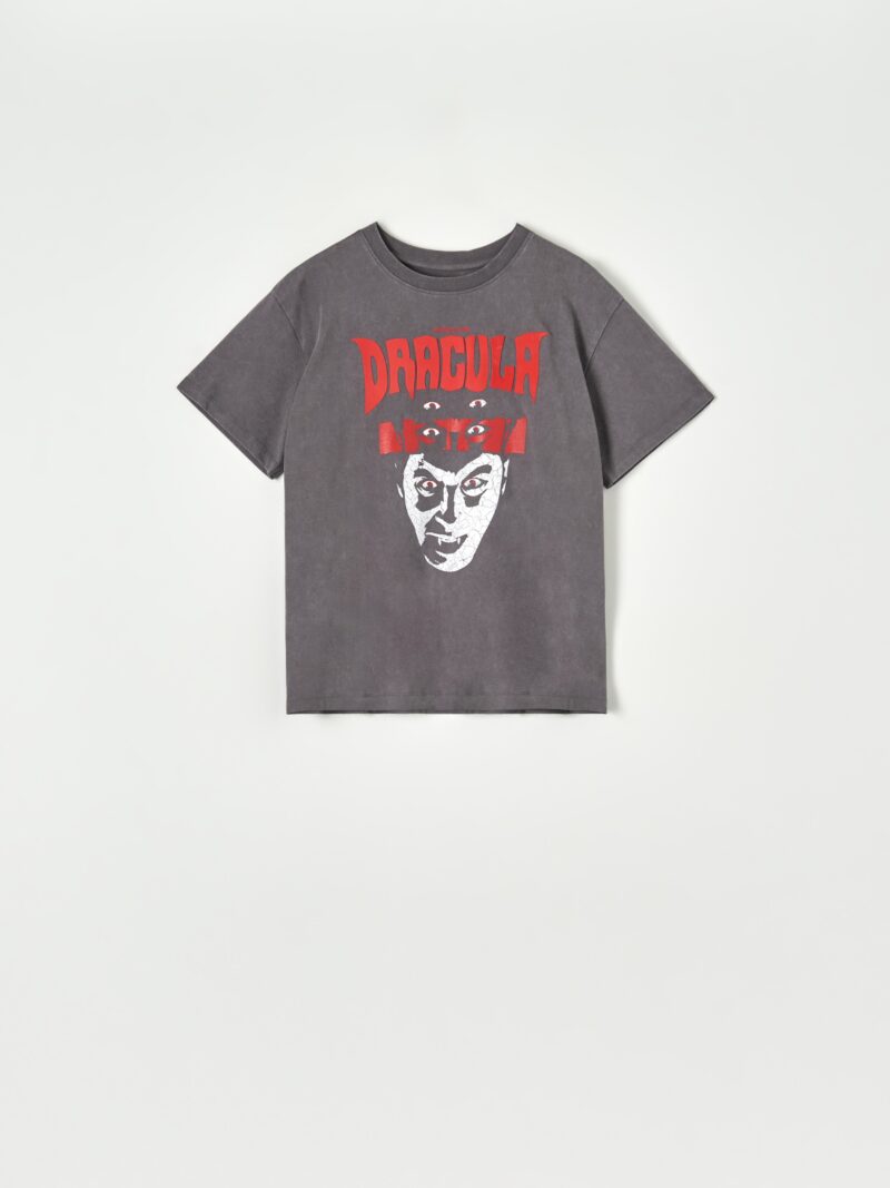 Tricou Dracula - gri-închis preţ