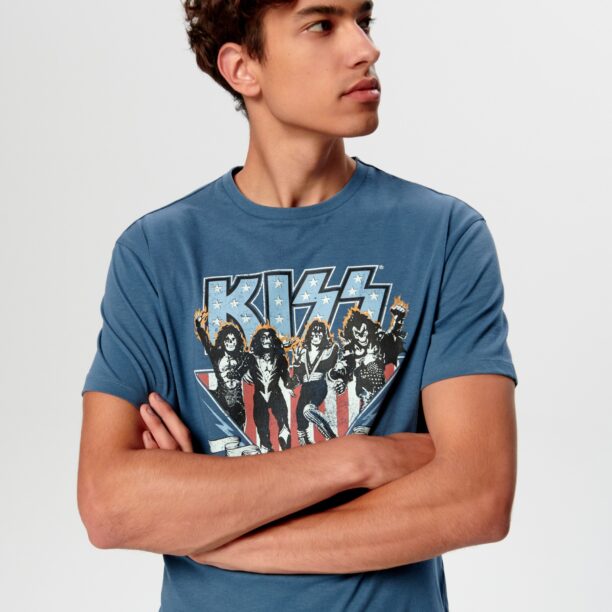 Original Tricou Kiss - albastru