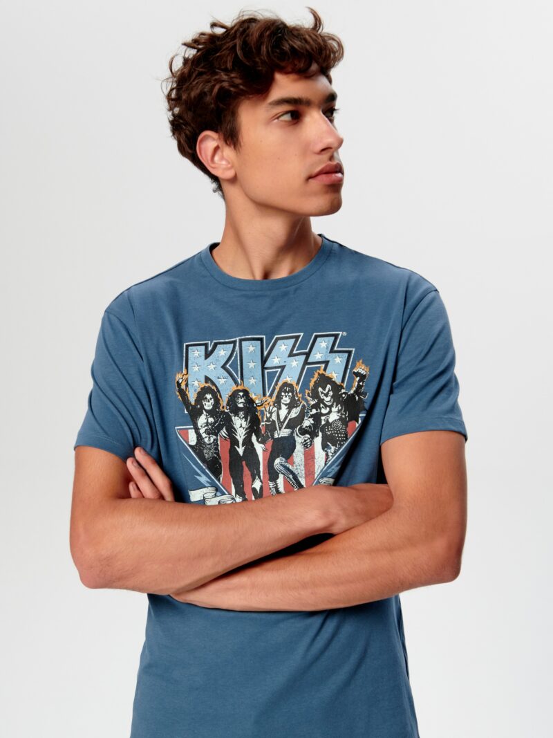 Original Tricou Kiss - albastru