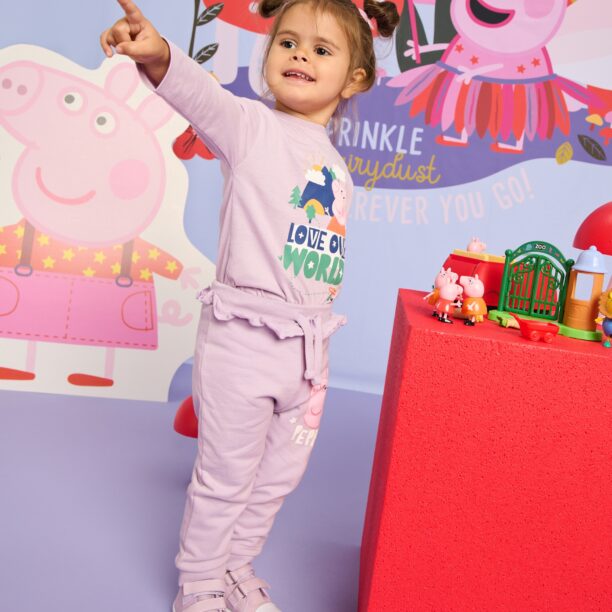 Tricou Peppa Pig cu mânecă lungă - lavand preţ