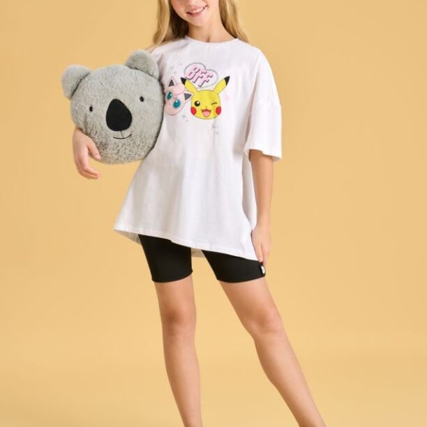 Tricou Pokémon cu mânecă lungă - alb