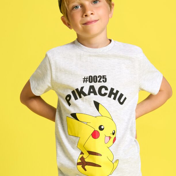 Tricou Pokémon cu mânecă lungă - gri deschis preţ