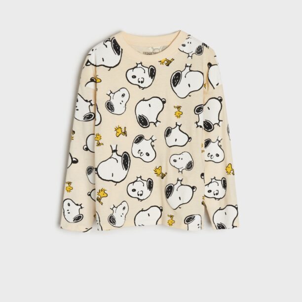 Cumpăra Tricou Snoopy cu mânecă lungă - crem