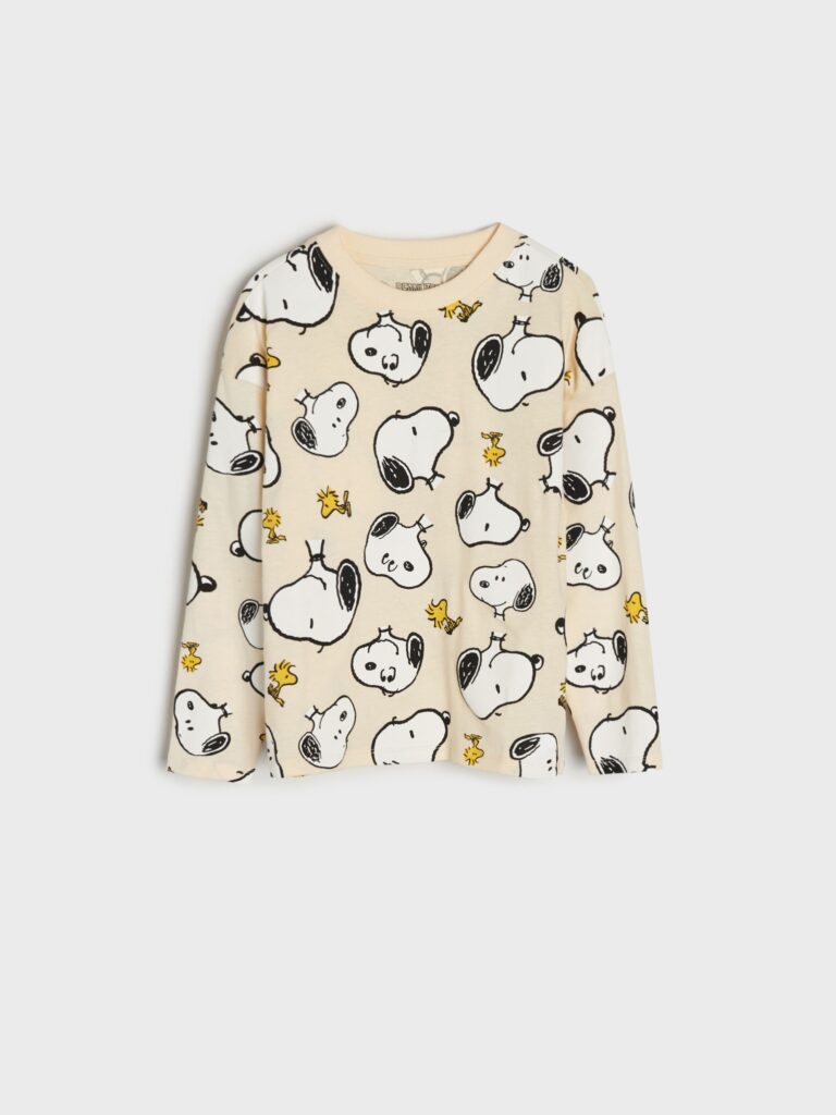 Cumpăra Tricou Snoopy cu mânecă lungă - crem