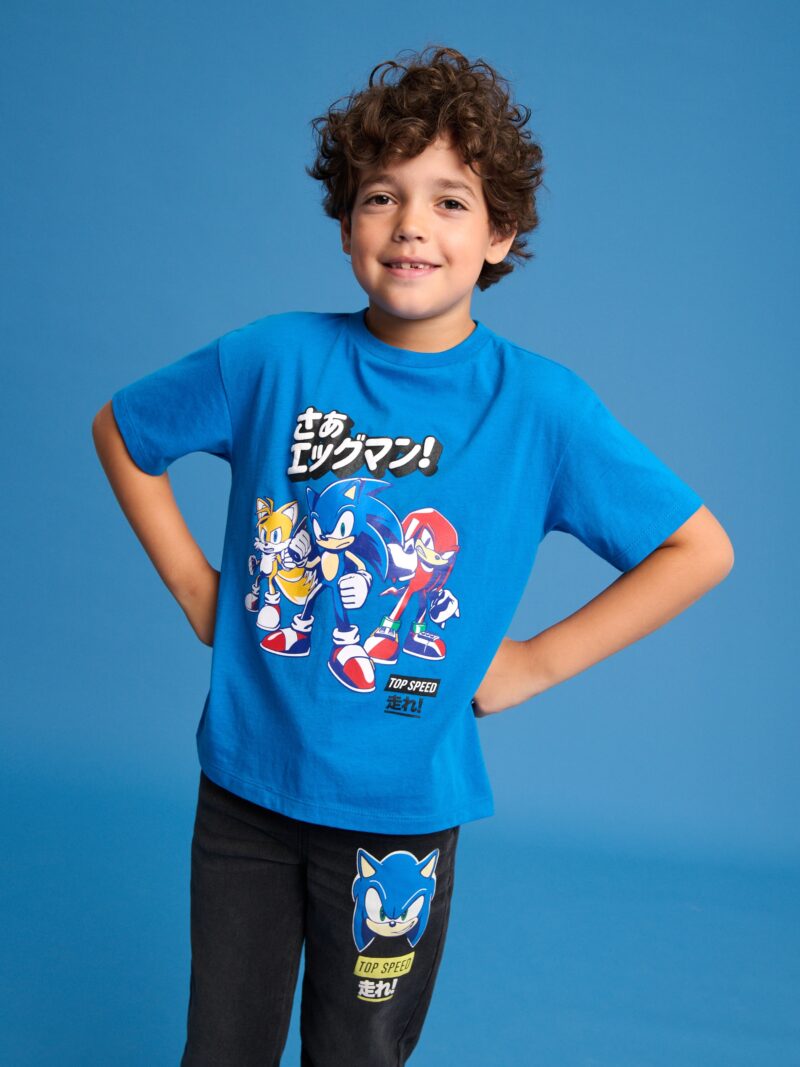 Preţ Tricou Sonic the Hedgehog cu mânecă lungă - acvamarin